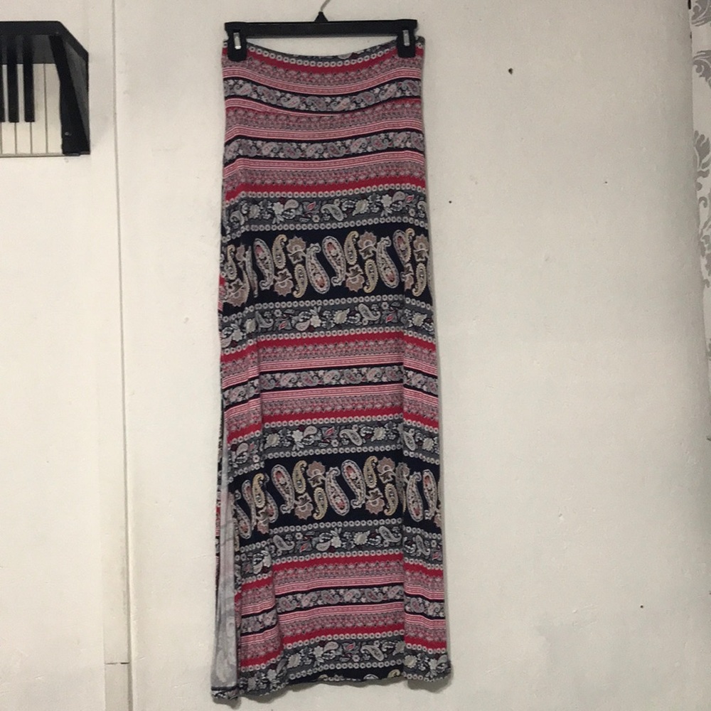 Long Pink And Black Maxi Skirt